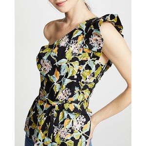 PAIGE Cantina One Shoulder Top Black Kona Floral